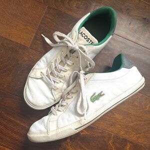Lacoste white leather with green alligator symbol